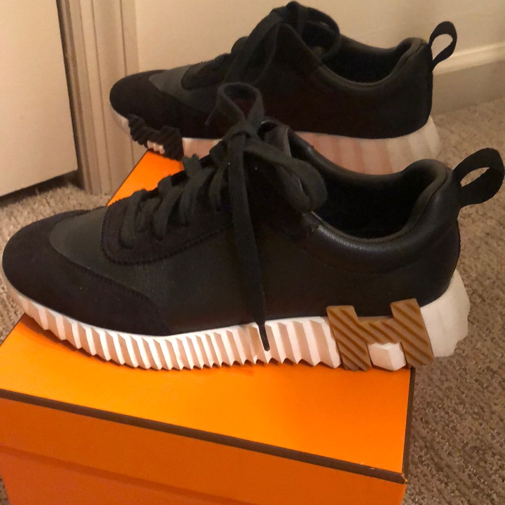 Hermes Black and White Women's Sneakers - Picture 6 of 9